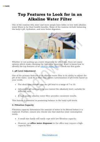 Top Features to Look for in an Alkaline Water Filter