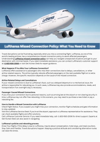 Lufthansa Missed Connection Policy