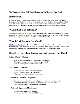 The Ultimate Guide to SAP Cloud Hosting and SAP Business One Cloud