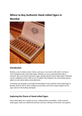 Where to Buy Authentic Hand-rolled Cigars in Mumbai