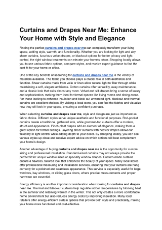 Curtains and Drapes Near Me_ Enhance Your Home with Style and Elegance