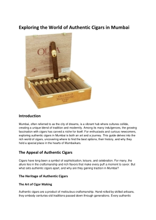 Exploring the World of Authentic Cigars in Mumbai