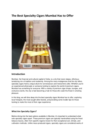 The Best Specialty Cigars Mumbai Has to Offer