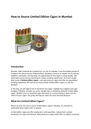 How to Source Limited Edition Cigars in Mumbai