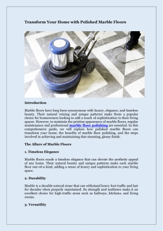 Transform Your Home with Polished Marble Floors