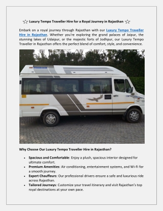 Luxury Tempo Traveller Hire for a Royal Journey in Rajasthan