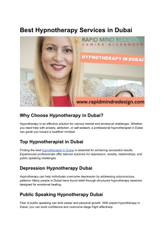 Best Hypnotherapy Services in Dubai