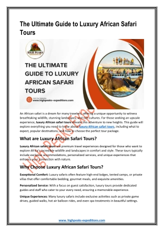 The Ultimate Guide to Luxury African Safari Tours