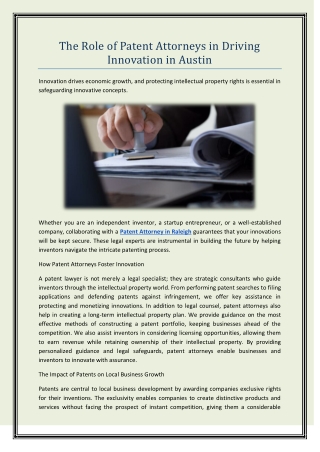 The Role of Patent Attorneys in Driving Innovation in Austin