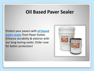 Oil Based Paver Sealer