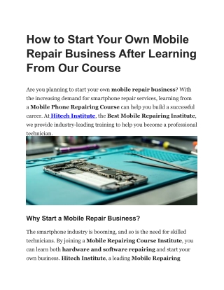 how to start your own mobile repair business