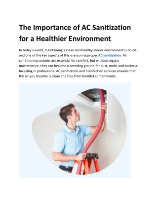 The Importance of AC Sanitization for a Healthier Environment