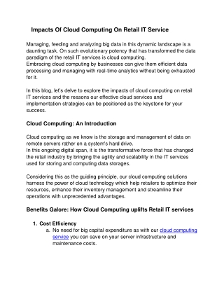impacts of cloud computing on retail it service