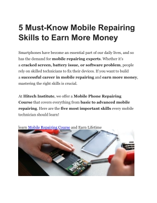 5 must know mobile repairing skills to earn more