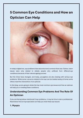 5 Common Eye Conditions and How an Optician Can Help