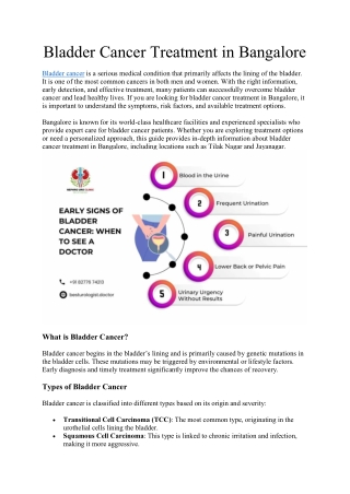 Bladder Cancer Treatment in Bangalore