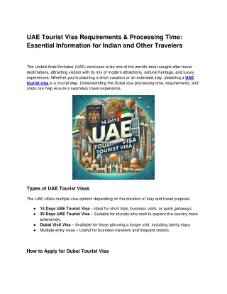 UAE Tourist Visa Requirements & Processing Time Essential Information for Indian and Other Travelers