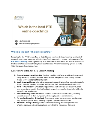 Which is the best PTE online coaching