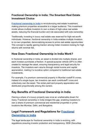 Fractional Ownership in India_ The Smartest Real Estate Investment Choice