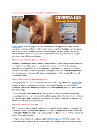 caverta 100 a trusted choice for confidence
