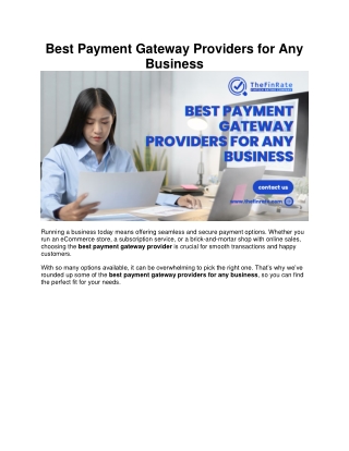 best payment gateway providers for any business