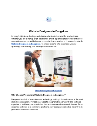 Website Designers in Bangalore