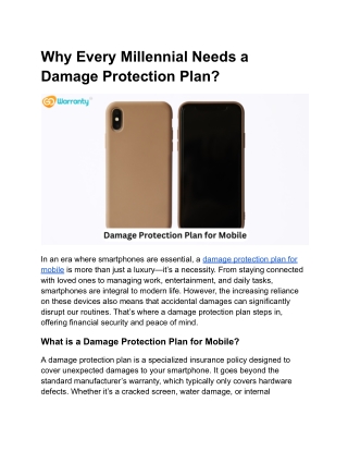 Damage Protection Plan for Mobile_ A Must-Have for Today’s Generation