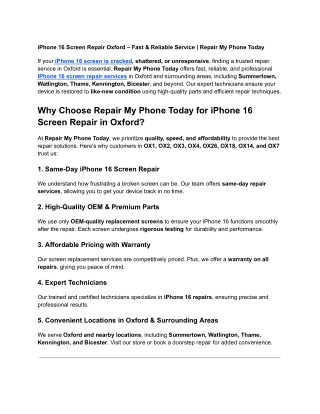 iPhone 16 Screen Repair Oxford – Fast & Reliable Service _ Repair My Phone Today
