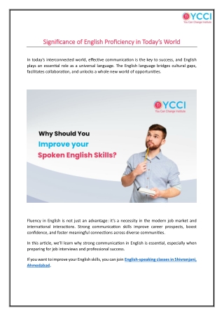Why Should You Improve Your Spoken English?