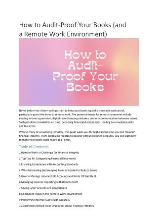 how to audit proof your books and a remote work