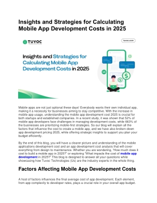 Insights and Strategies for Calculating Mobile App Development Costs in 2025