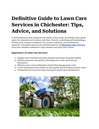 Definitive Guide to Lawn Care Services in Chichester_ Tips, Advice, and Solutions