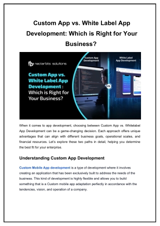 Custom App vs. White Label App Development Which is Right for Your Business