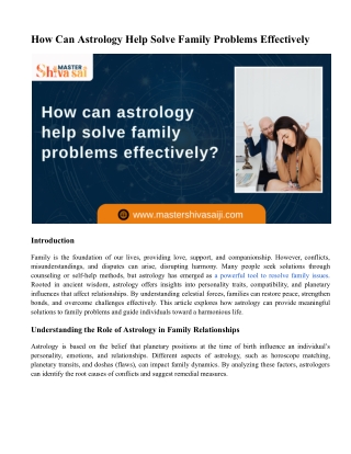 How Can Astrology Help Solve Family Problems Effectively