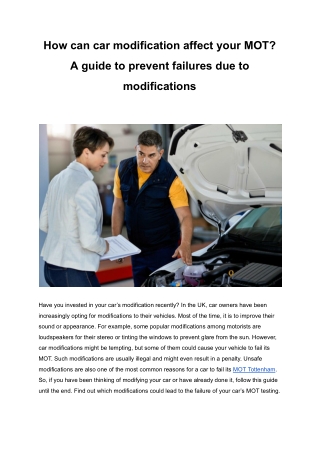 how can car modification affect your mot