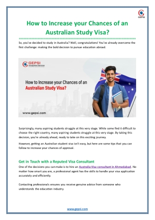 How to Increase your Chances of an Australian Study Visa?