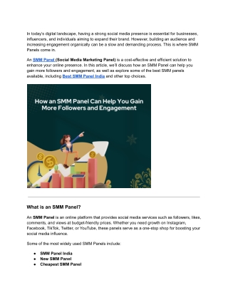How an SMM Panel Can Help You Gain More Followers and Engagement
