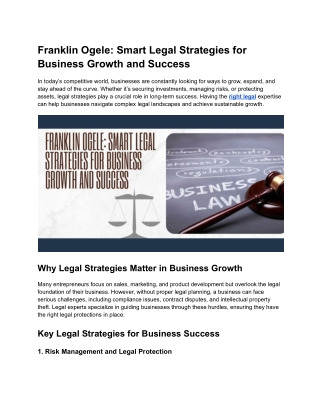 Franklin Ogele: Legal Strategies for Business Growth & Success