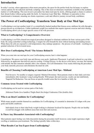 The Power of CoolSculpting: Transform Your Body at Our Med Spa