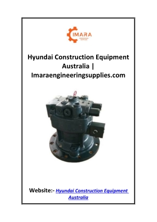 Hyundai Construction Equipment Australia  Imaraengineeringsupplies.com