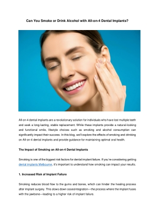 Can You Smoke or Drink Alcohol with All-on-4 Dental Implants?