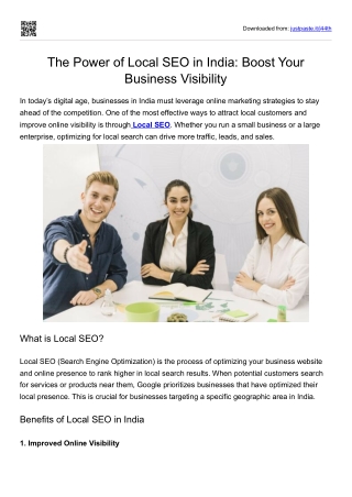 The Power of Local SEO in India: Boost Your Business Visibility