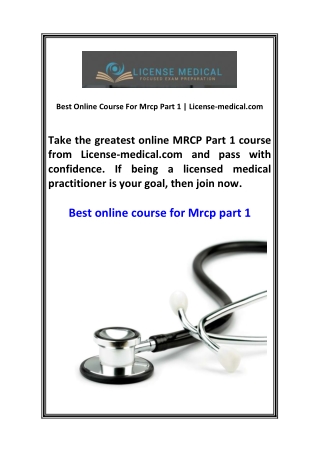 Best Online Course For Mrcp Part 1 License-medical.com