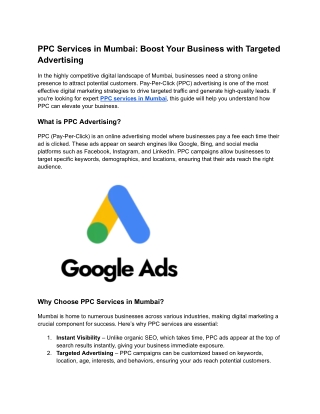 ppc services in mumbai boost your business with