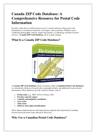 Essential Canada ZIP Code Data for Businesses