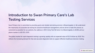 introduction to swan primary care s lab testing