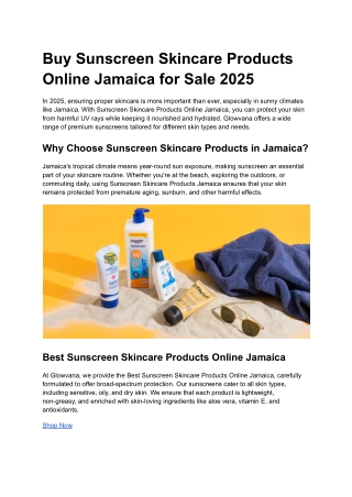 Sunscreen Skincare Products Online Jamaica | Glowvana