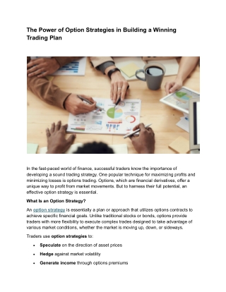 The Power of Option Strategies in Building a Winning Trading Plan