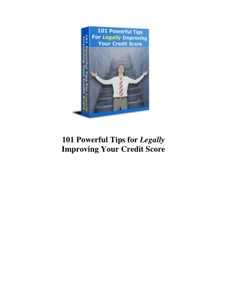 101 Powerful Tips for Legally Improving Your Credit Score and stay healthy