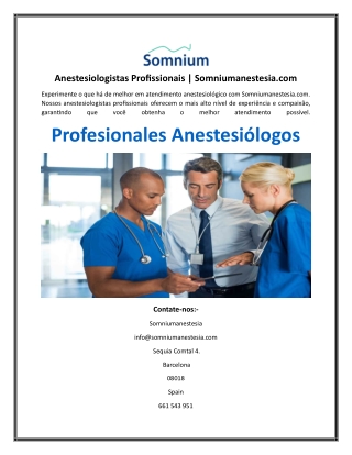 Anestesiologistas Profissionais  Somniumanestesia